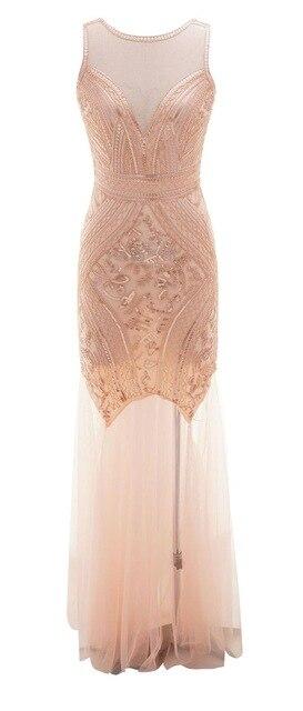 Robe Vintage Années 20 Longue Rose