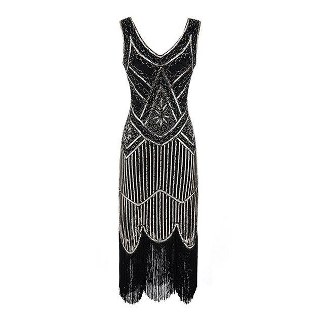 Robe Vintage Années 20 Noir Or