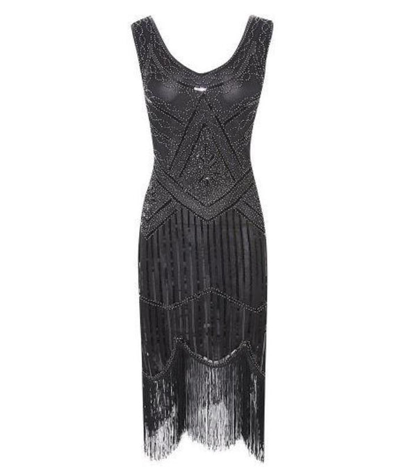 Robe Vintage Annees 20 Noire Argent