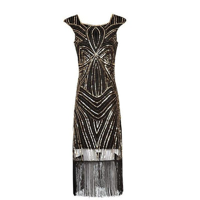 Robe Vintage Années 20 Rétro Noir Or