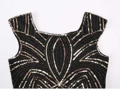 Robe Vintage Années 20 Rétro Noir Or