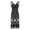Robe Vintage Années 20 Sequins Noir Argent