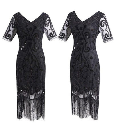 Robe Année 20 Dentelle Noire