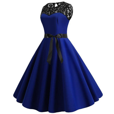 Robe Vintage Dentelle Bleu