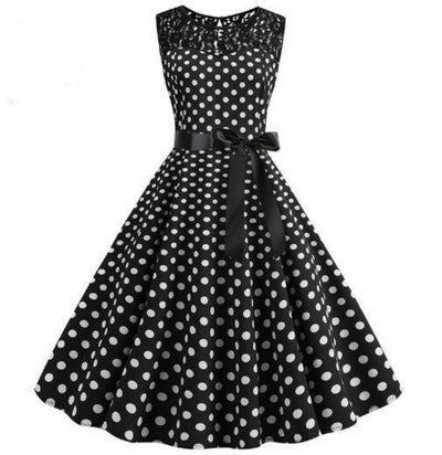 Robe Vintage Dentelle Noir Pois
