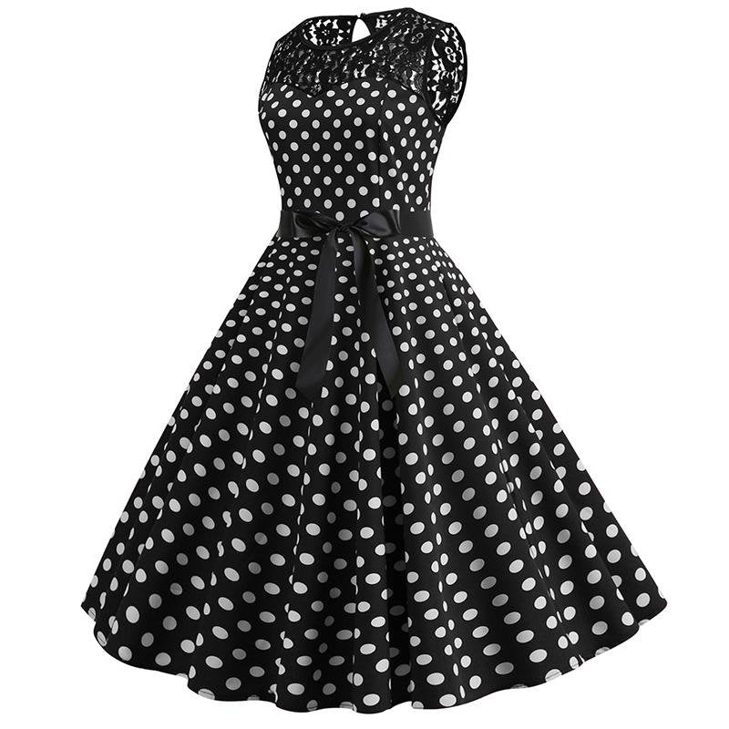 Robe Vintage Dentelle Noir Pois