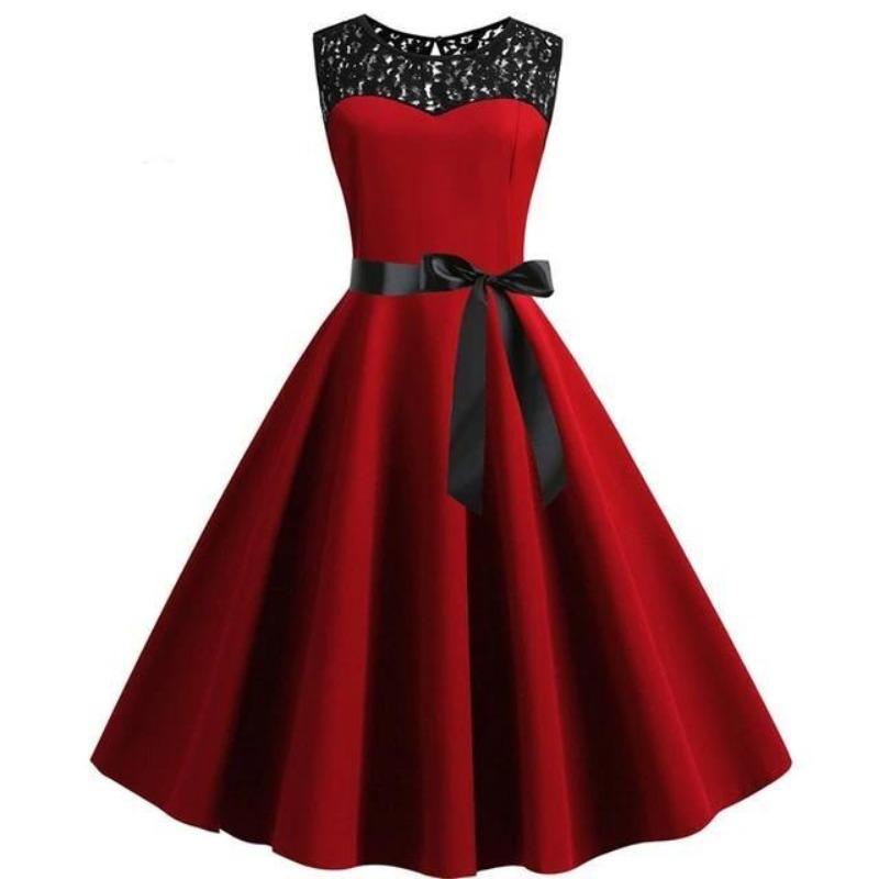 Robe Vintage Dentelle Rouge