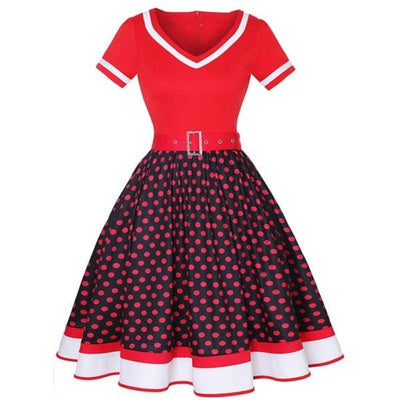 Robe Vintage Grande Taille V Rouge