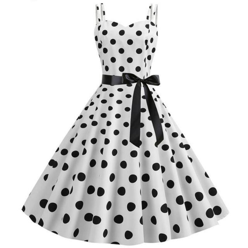 Robe Vintage Rockabilly Blanc Pois