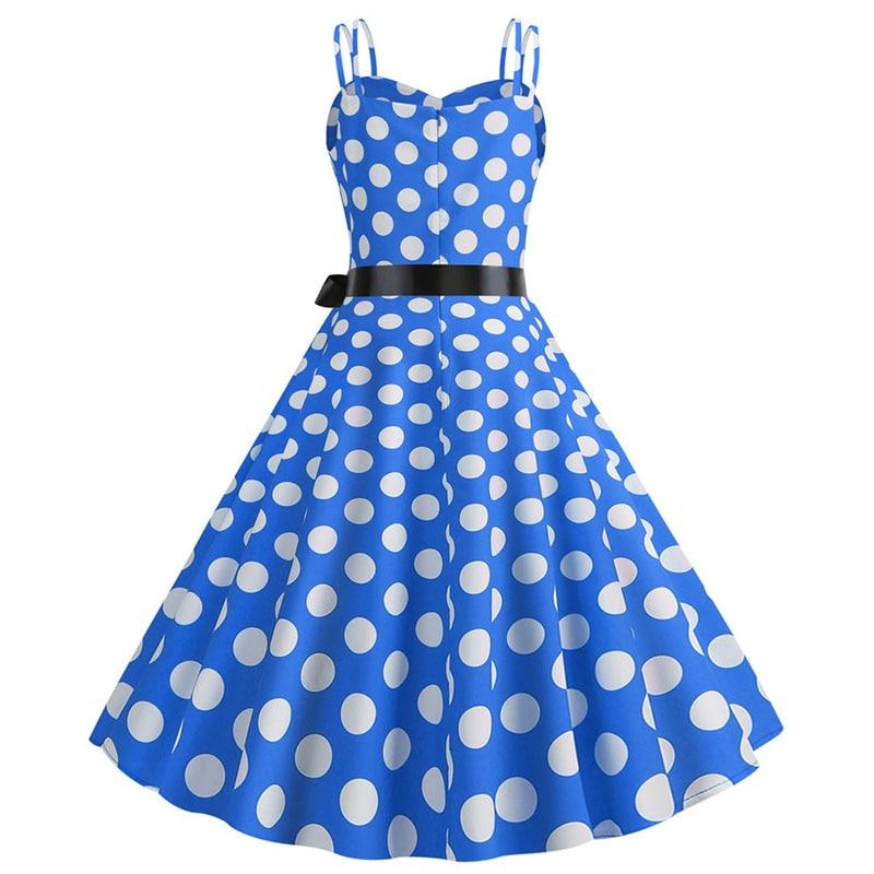 Robe Vintage Rockabilly Bleu Pois