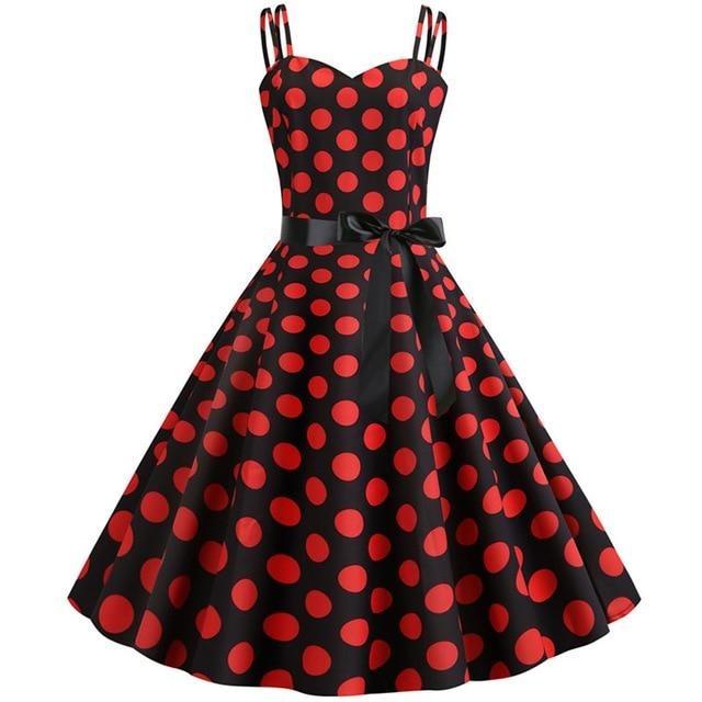 Robe Vintage Rockabilly Noir Pois Rouges