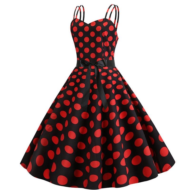 Robe Vintage Rockabilly Noir Pois Rouges
