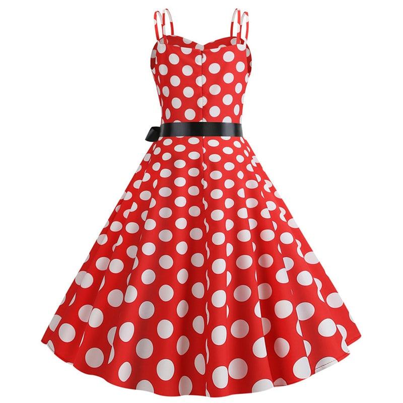 Robe Vintage Rockabilly Rouge Pois Blancs