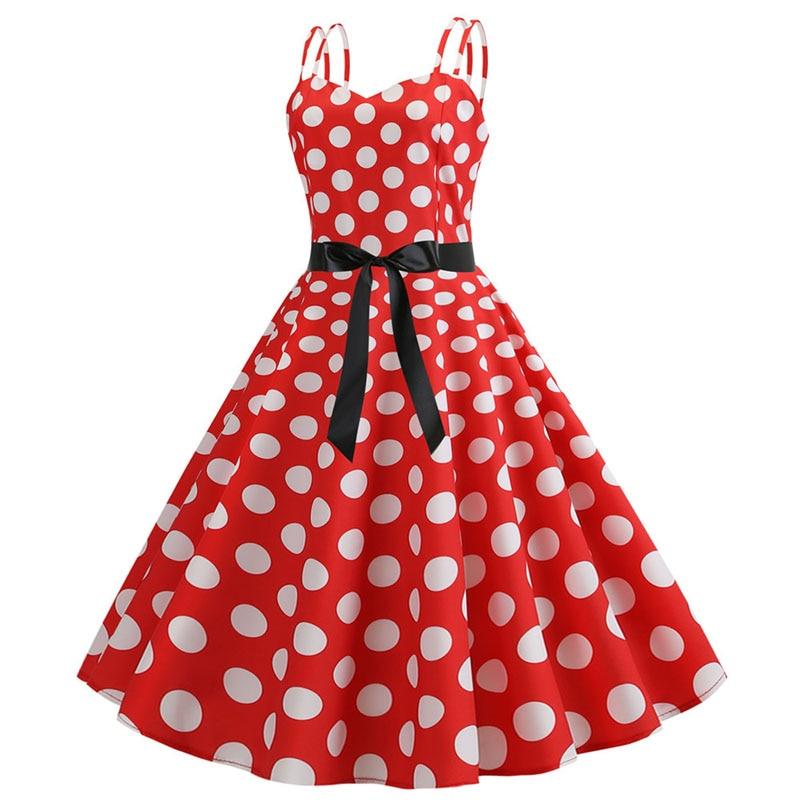 Robe Vintage Rockabilly Rouge Pois Blancs