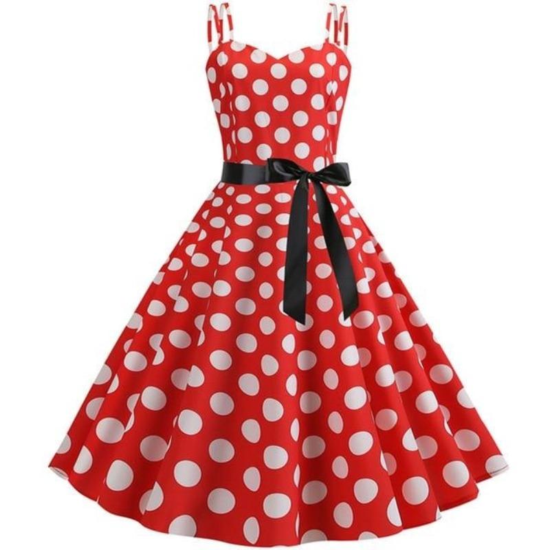 Robe Vintage Rockabilly Rouge Pois Blancs