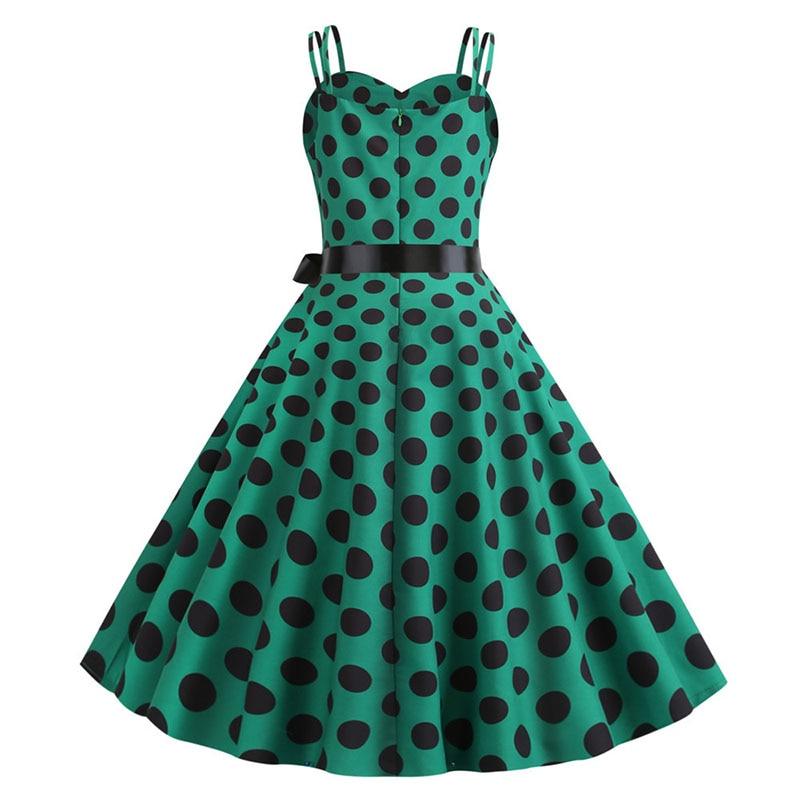 Robe Vintage Rockabilly Vert pois