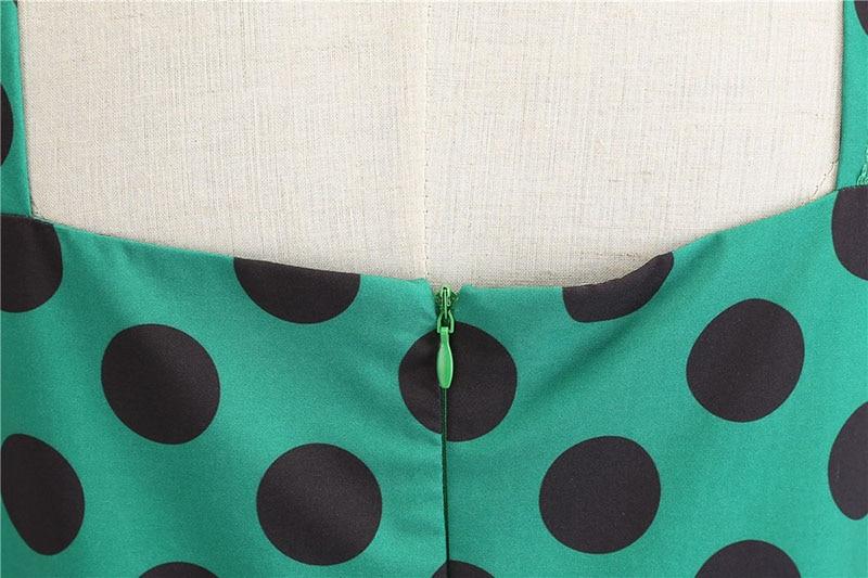 Robe Vintage Rockabilly Vert pois