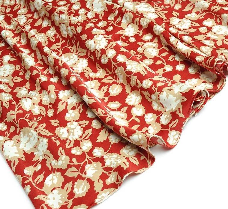 Vintage Robe Fleurie Année 40 Rouge