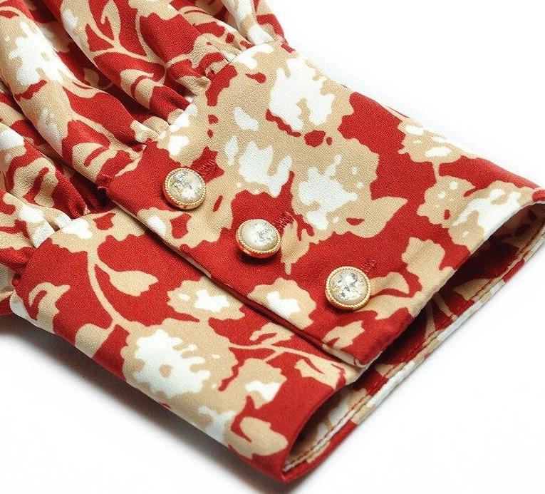 Vintage Robe Fleurie Année 40 Rouge